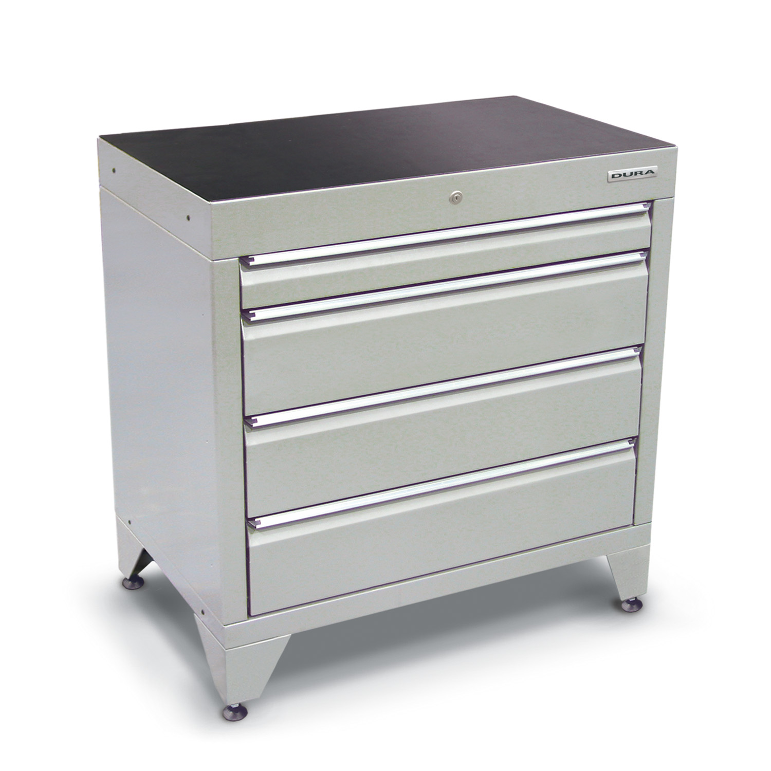 900 series cabinet with 4 drawers (1 medium, 3 large) and feet