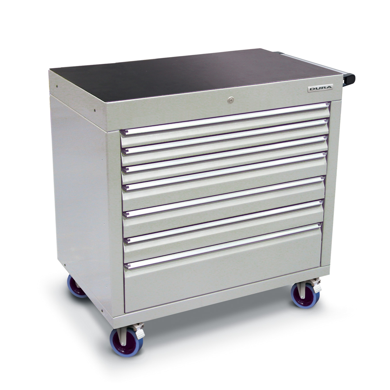 900 series cabinet with 7 drawers (3 slim, 3 medium, 1 large) and castors
