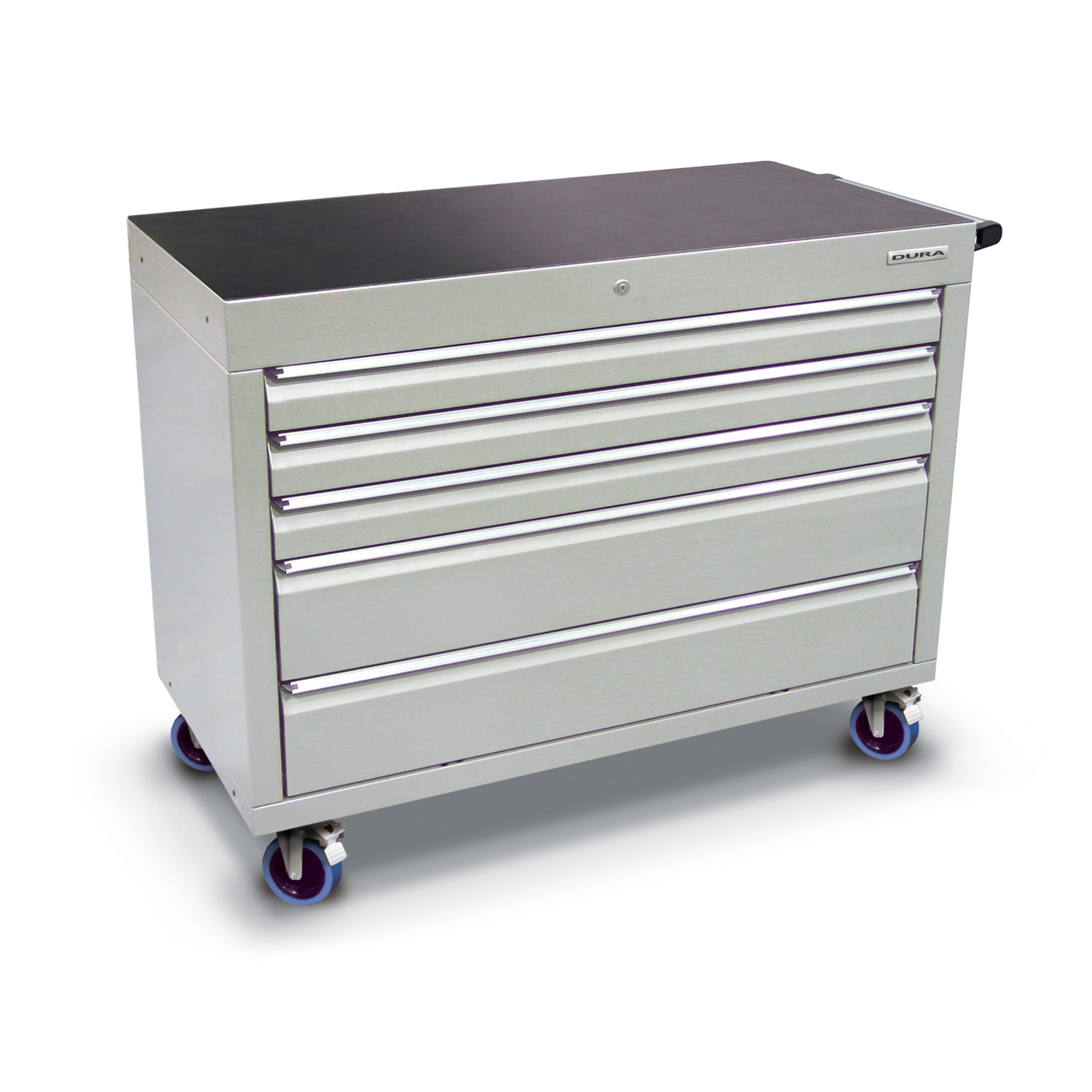 1200 series cabinet with 5 drawers (3 medium, 2 large) and castors
