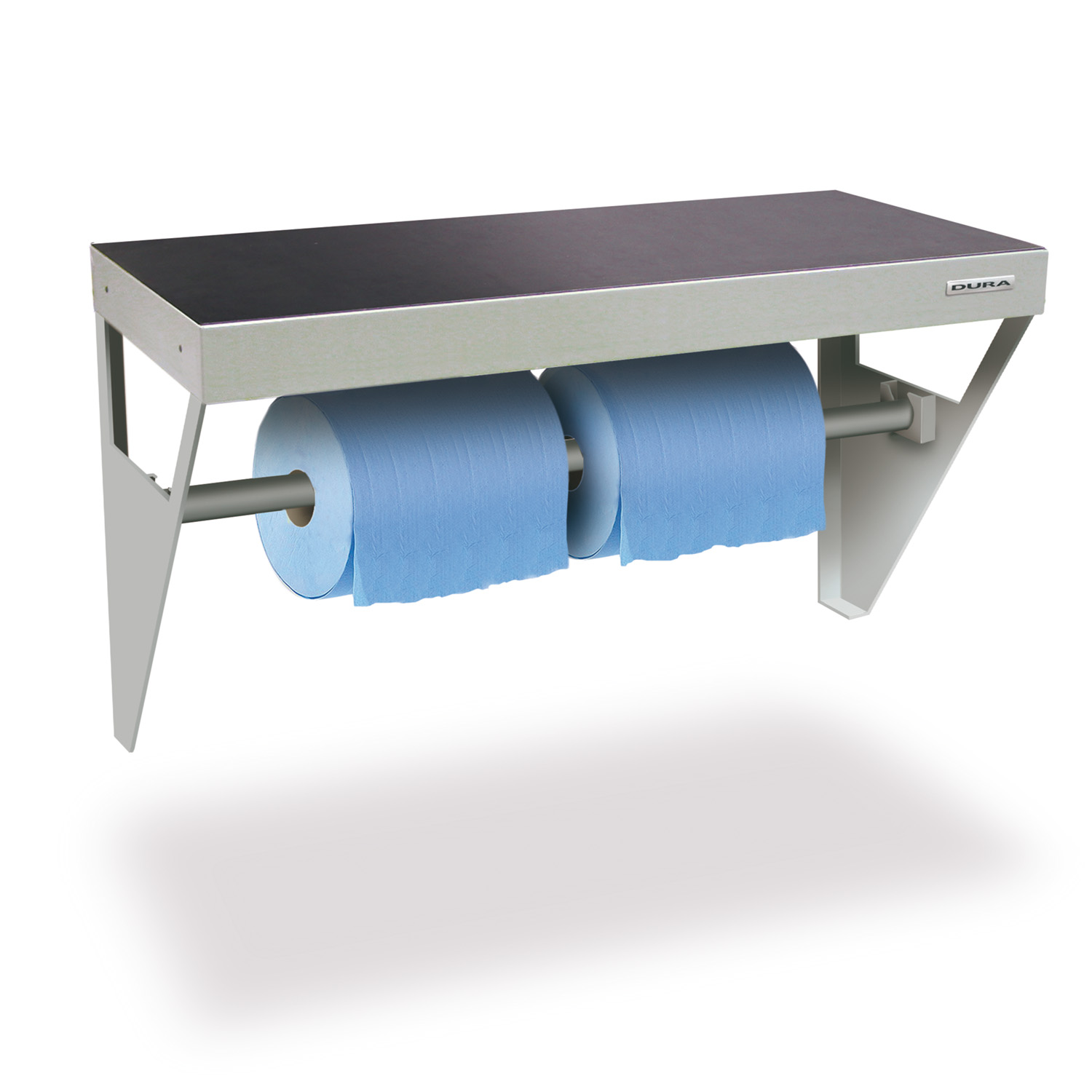 Wall-mounted workbench with roll holder
